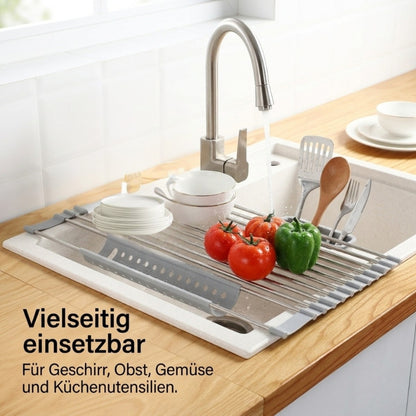 Homelix Rollbares Abtropfgestell aus Edelstahl für die Küchenspüle