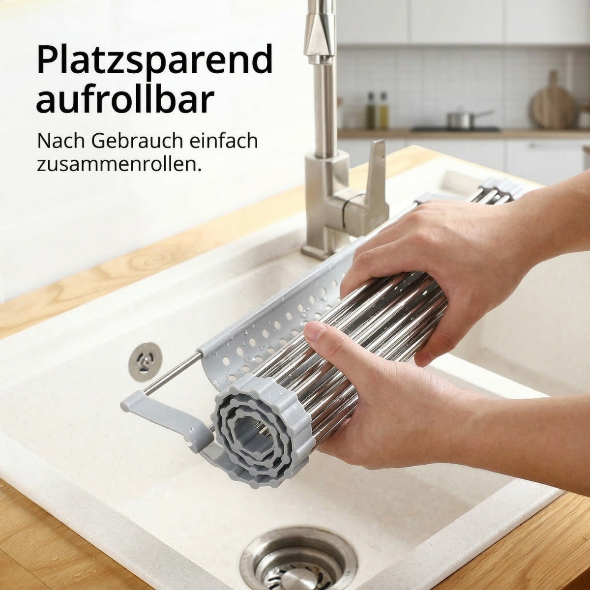 Homelix Rollbares Abtropfgestell aus Edelstahl für die Küchenspüle