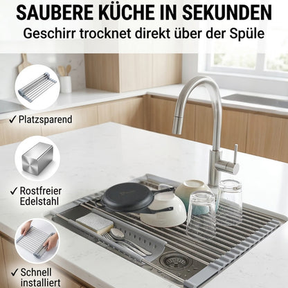 Homelix Rollbares Abtropfgestell aus Edelstahl für die Küchenspüle