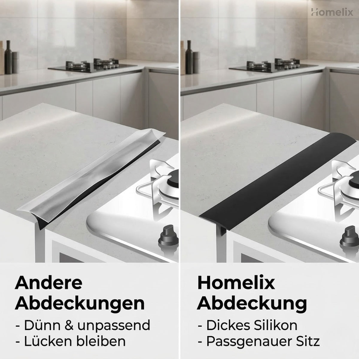 Homelix Herd-Lückenabdeckung aus Silikon – 2 Stück